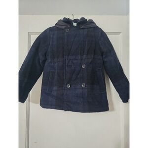 Jacadi Duffle Coat in Wool Fabric Removable Hood Size 5a/110cm Missing Button